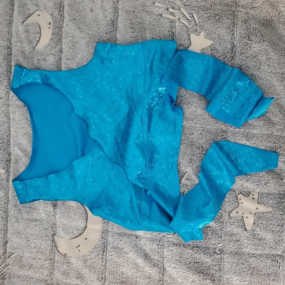 Turquoise holographic wrap crop top